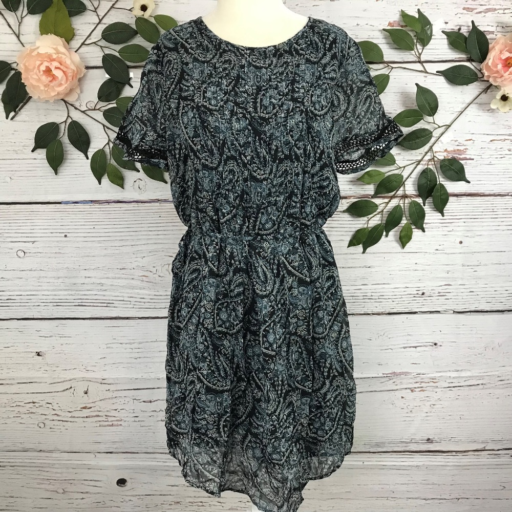 Lace Tie Waist Dress Boho Paisley